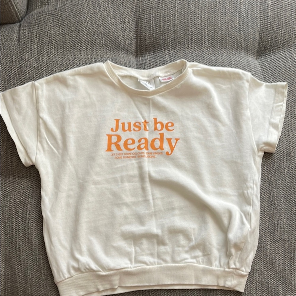 Zara- Cream and Orange Graphic Tee